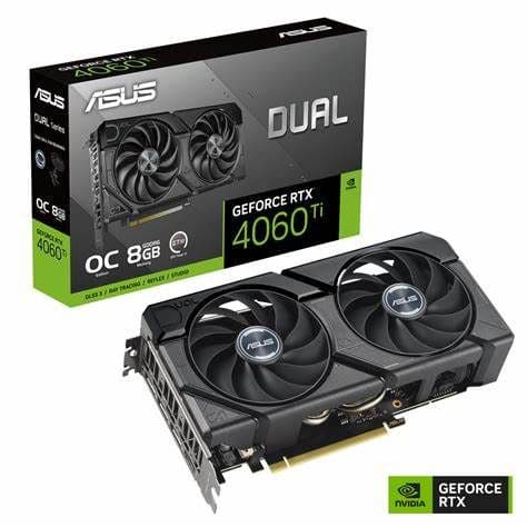 Asus DUAL RTX4060 Ti EVO OC, PCIe4, 8GB DDR6, HDMI, 3 DP, 2595MHz Clock, Overclocked