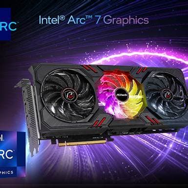 Asrock Intel Arc A770 Phantom Gaming 16GB OC, 16GB DDR6, PCIe4, HDMI, 3 DP, 2200MHz Clock, 0dB Cooling, RGB, Overclocked