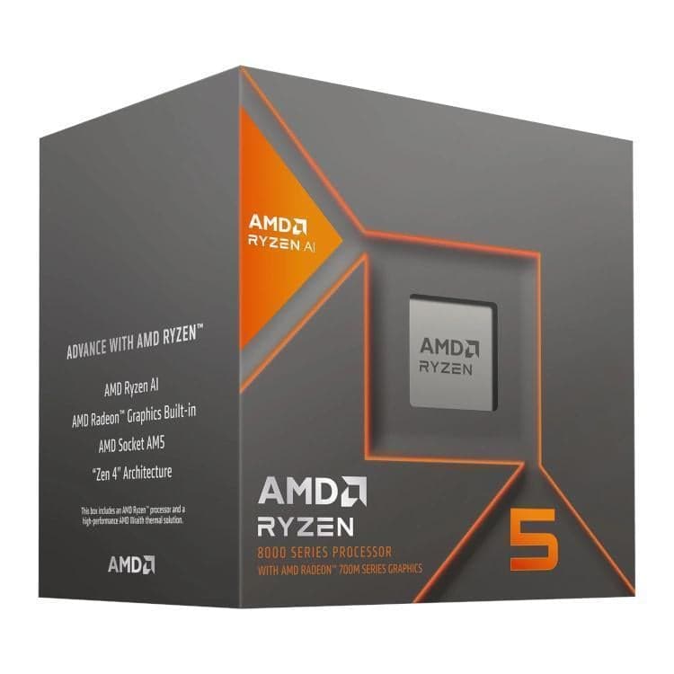 AMD Ryzen 5 8500G with Wraith Stealth Cooler, AM5, Up to 5.0GHz, 6-Core, 65W, 22MB Cache, 4nm, 8th Gen, Radeon Graphics