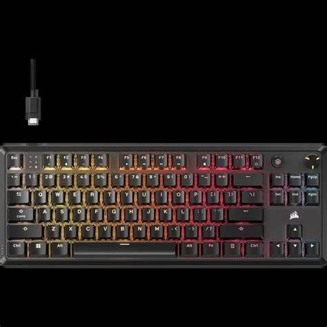 Corsair K70 CORE TKL RGB Mechanical Gaming Keyboard, USB, Red Linear Switches, Sound Dampening, Rotary Dial, Aluminium Top Plate, Black