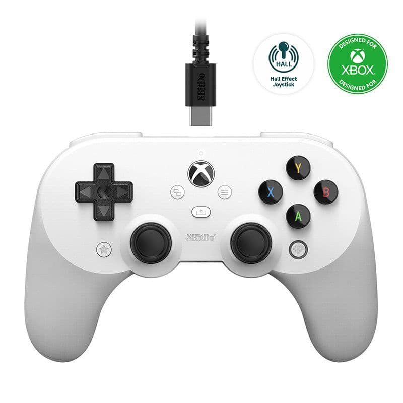 8BitDo Pro 2 Wired Controller (White) - Xbox X