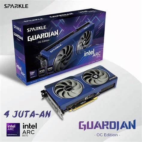 Sparkle Intel Arc B570 GUARDIAN OC, 10GB DDR6, HDMI, 3 DP, 2660MHz Clock, Blue Breathing Light, Overclocked
