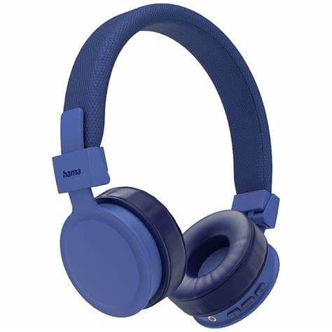 Hama (Freedom Lit III) Bluetooth Headset w/ Mic, 3.5mm Jack/USB-C, Foldable, Up to 15hrs Battery, Blue
