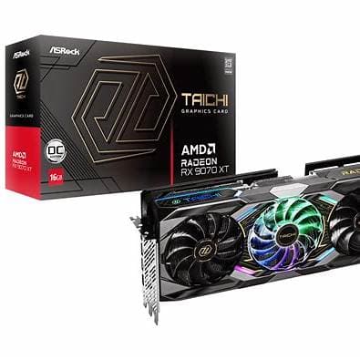 Asrock RX9070 XT TAICHI 16GB OC, PCIe5, 16GB DDR6, HDMI, 3 DP, 3100MHz Clock, RGB Lighting, Overclocked