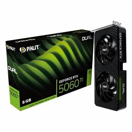 Palit RTX5060 Ti DUAL, PCIe5, 8GB DDR7, HDMI, 3 DP, 2572MHz Clock, RGB Lighting